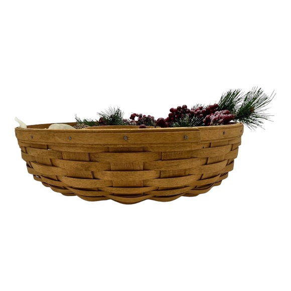LONGABERGER Wreath Basket Christmas Chips Dip Tray Set Centerpiece - Picture 11 of 12